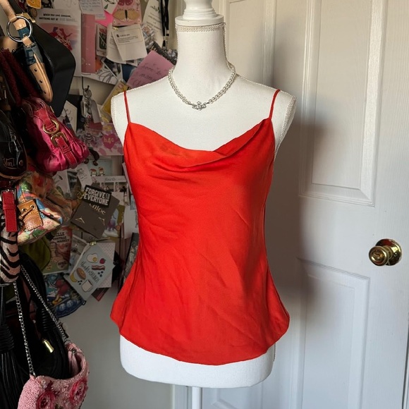 Babaton Tops - Babaton Red Ruched Fitted Camisole Medium